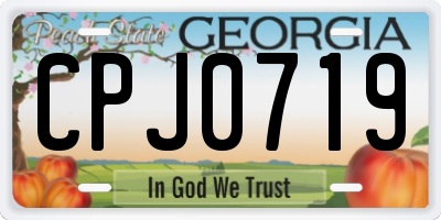 GA license plate CPJ0719