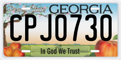 GA license plate CPJ0730