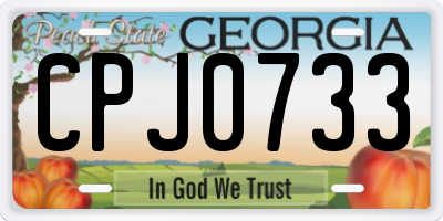 GA license plate CPJ0733