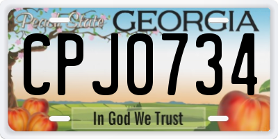 GA license plate CPJ0734