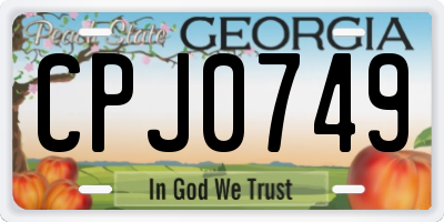 GA license plate CPJ0749