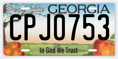GA license plate CPJ0753