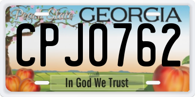 GA license plate CPJ0762