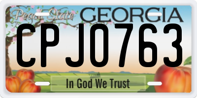 GA license plate CPJ0763