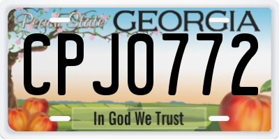 GA license plate CPJ0772
