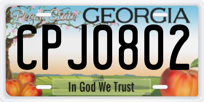 GA license plate CPJ0802