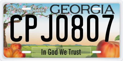 GA license plate CPJ0807