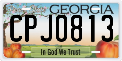 GA license plate CPJ0813