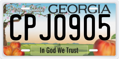 GA license plate CPJ0905