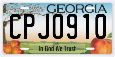 GA license plate CPJ0910