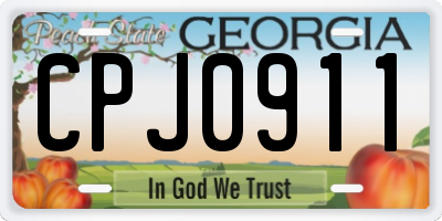 GA license plate CPJ0911