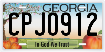 GA license plate CPJ0912
