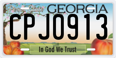 GA license plate CPJ0913