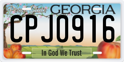 GA license plate CPJ0916