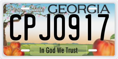GA license plate CPJ0917