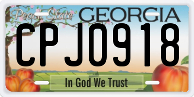 GA license plate CPJ0918