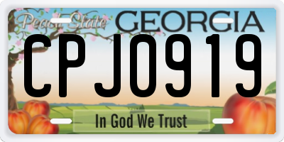 GA license plate CPJ0919