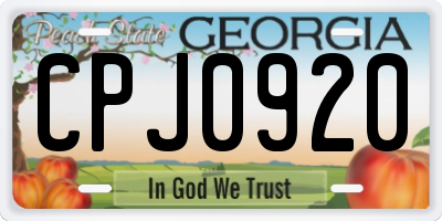 GA license plate CPJ0920