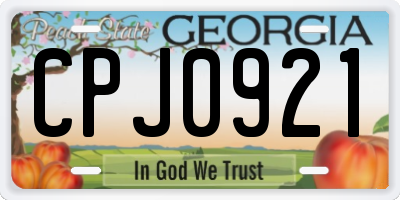 GA license plate CPJ0921