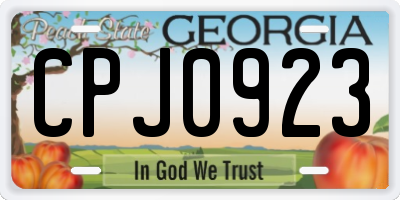 GA license plate CPJ0923