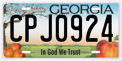 GA license plate CPJ0924