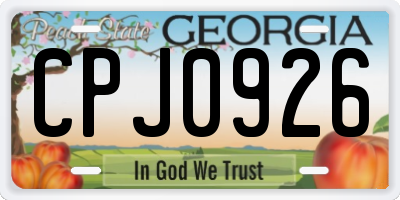 GA license plate CPJ0926