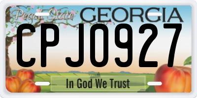 GA license plate CPJ0927
