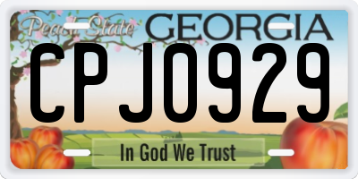 GA license plate CPJ0929