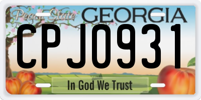 GA license plate CPJ0931