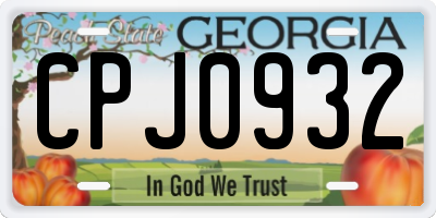GA license plate CPJ0932