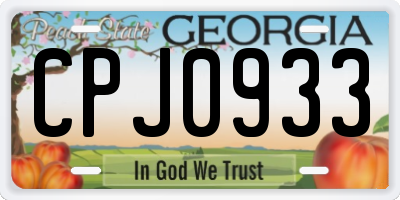 GA license plate CPJ0933