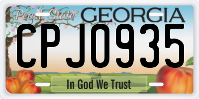 GA license plate CPJ0935
