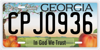 GA license plate CPJ0936
