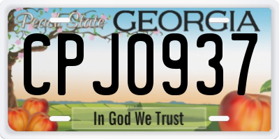GA license plate CPJ0937