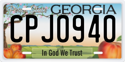 GA license plate CPJ0940