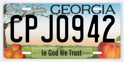 GA license plate CPJ0942