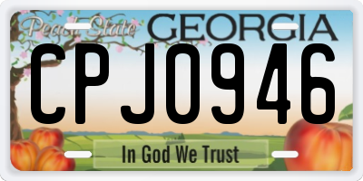 GA license plate CPJ0946