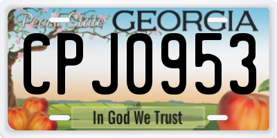 GA license plate CPJ0953