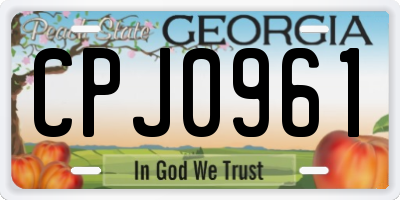 GA license plate CPJ0961