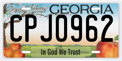 GA license plate CPJ0962