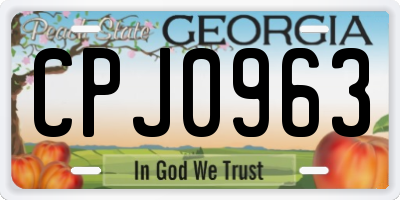 GA license plate CPJ0963