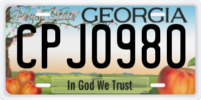 GA license plate CPJ0980