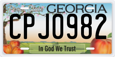 GA license plate CPJ0982