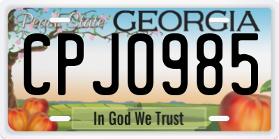 GA license plate CPJ0985