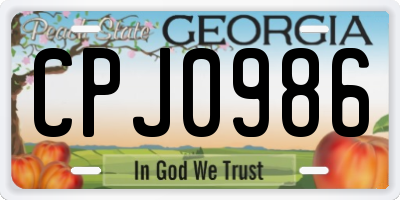 GA license plate CPJ0986