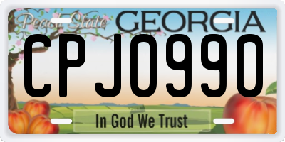 GA license plate CPJ0990