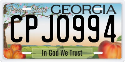 GA license plate CPJ0994