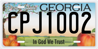 GA license plate CPJ1002