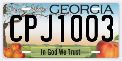 GA license plate CPJ1003