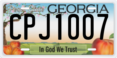 GA license plate CPJ1007